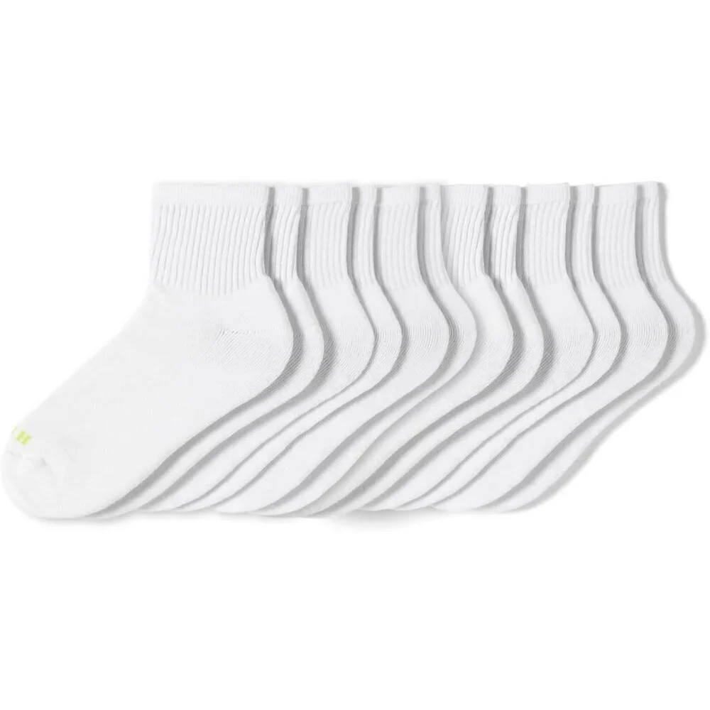 Women's White 6-pack Imported Knit Mini Crew Socks